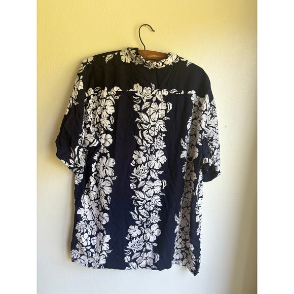 Pineapple Connection Mens Hawaiian Shirt Floral Short Sleeve Blue White Size L‎ - Picture 2 of 4